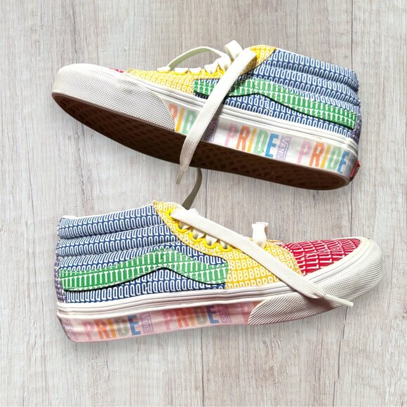 Vans Sk8-Hi Pride Edition Rainbow Patchwork Sneakers Men’s/Women’s - Picture 1 of 8